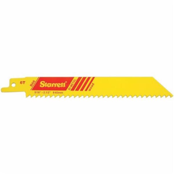 Starrett B66-50 General Purpose Reciprocating Saw Blade, 6 in L x 3/4 in W, 6, Bi-Metal Body, Universal/Toothed Edge Tang