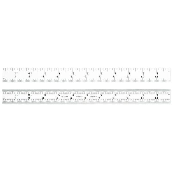 Starrett C604R-12 Spring Tempered Precision Rule, Imperial Measuring System, Graduations #4R to 8ths, 16ths, Quick-Reading 32nds, 64ths, 12 in L, Steel, Silver