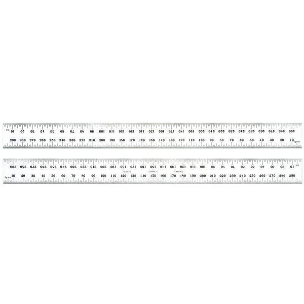 Starrett C635-300 Precision Rule, Metric Measuring System, Graduations #35 - mm and 1/2 mm Both Sides, Tempered Spring Steel, Satin Chrome