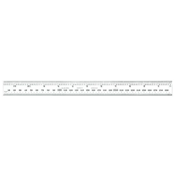 Starrett CB300-36 Inch and Millimeter Reading Combination Square Blade, 300 mm L Steel Blade, 1/2 mm and 32nds One Side, mm and 64ths Reverse Side Graduation