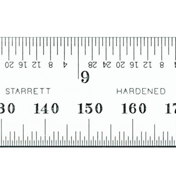 Starrett CB300-36 Inch and Millimeter Reading Combination Square Blade, 300 mm L Steel Blade, 1/2 mm and 32nds One Side, mm and 64ths Reverse Side Graduation