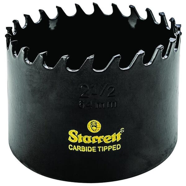 Starrett CT212 High Performance Triple Chip Hole Saw, 2-1/2 in Dia, 1-5/8 in D Cutting, Tungsten Carbide Tipped Cutting Edge, 1/2-20 Arbor