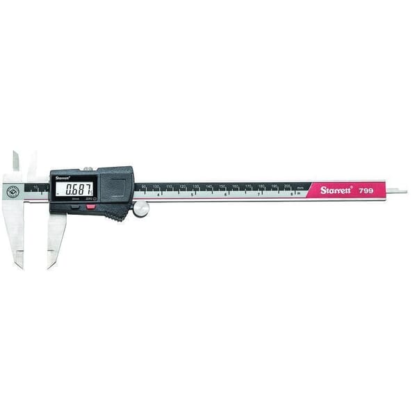 Starrett EC799A-8/200 EC799 Global Series Electronic Digital Caliper, 0 to 8 in, Graduations 0.0005 in, 3/4 in Inside x 2 in Outside D Jaw, Stainless Steel