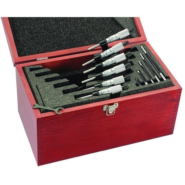 Starrett S436.1CXRLZ Outside Micrometer Set, 6 Pieces, 0 to 6 in Range 0.001 in Graduations, Carbide Tip