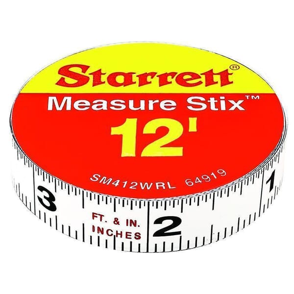 Starrett SM412WRL Measure Stix, 12 ft L x 1/2 in W Blade, Steel, Imperial, 1/16ths