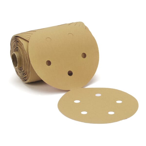Stikit 7000119545 Roll Paper Disc, 5 in Dia Disc, P180 Grit, Very Fine Grade, Aluminum Oxide Abrasive, Paper Backing