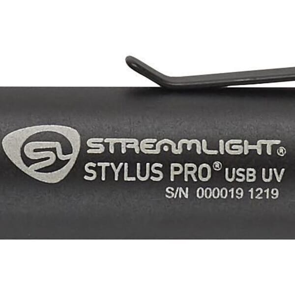 Streamlight 66148 Stylus Pro USB UV Rechargeable Ultraviolet Penlight With 120 VAC Adapter, USB Cord and Nylon Holster, 325 MW, UV LED Bulb, Aluminum Housing