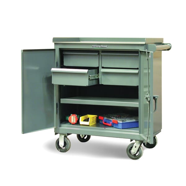 Strong Hold 3-TC-240-4/5-1DB Tool Cart, 36 in W x 44 in H, Steel, Gray