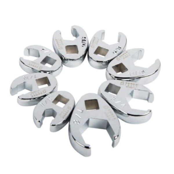 Sunex 9708 Crowfoot Wrench Set, 8 Pieces, 3/8 to 7/8 in, Full Polished