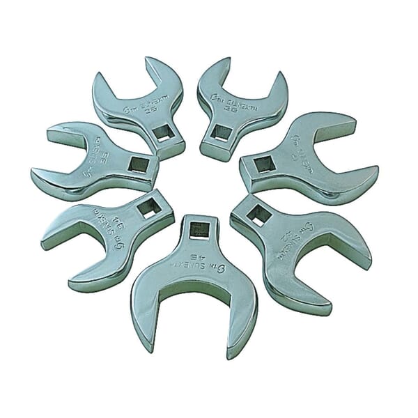 Sunex 9740 Jumbo Straight Crowfoot Wrench Set, 7 Pieces, 34 to 46 mm, Full Polished