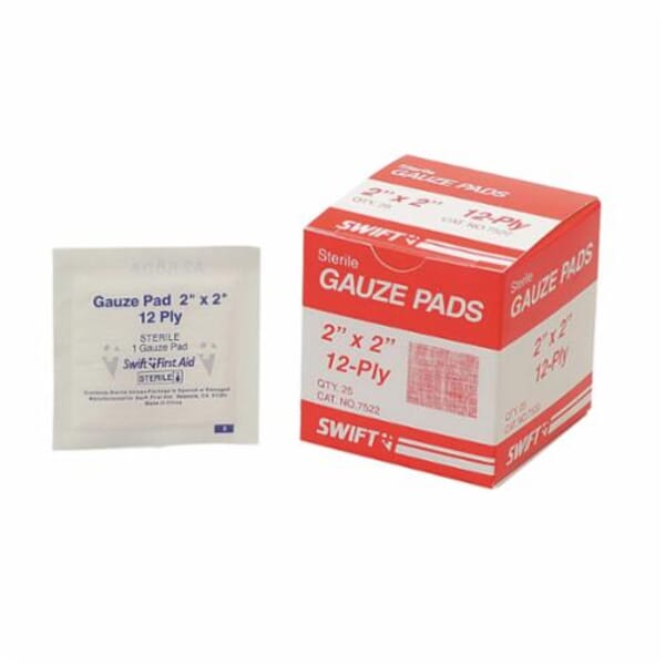 Swift First Aid 067522 Sterile Gauze Pad, 2 in L x 2 in W, USP Surgical Gauze Mesh