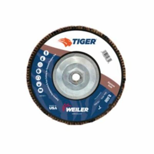 Tiger 50632 Premium Coated Abrasive Flap Disc, 7 in Dia Disc, 36 Grit, Very Coarse Grade, Aluminum Oxide Abrasive, Type 29/Angled Disc