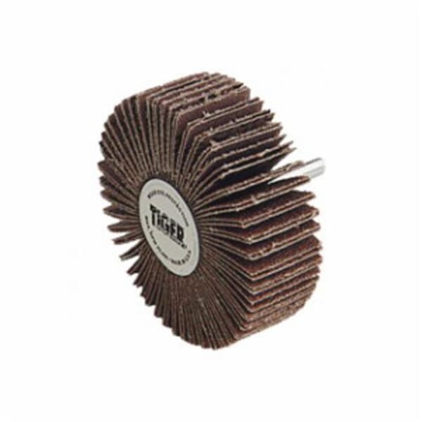 Tiger 52003 Stem Mount Coated Abrasive Flap Wheel, 1 in Dia Wheel, 1/4 in W Face, 1/4 in Dia Shank, 60 Grit, Medium Grade, Aluminum Oxide Abrasive