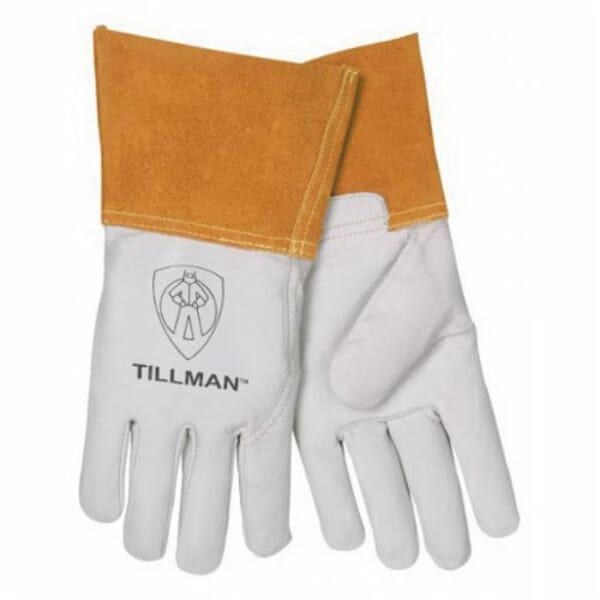 Tillman Premium Grade TIG Welding Gloves, L, Goat Skin Leather, Pearl, Unlined, Gauntlet Cuff