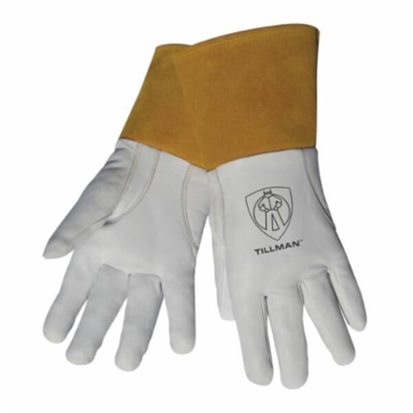 Tillman 1338S Standard TIG Welding Gloves, S, Top Grain Goat Skin Leather, White, Kevlar Lining