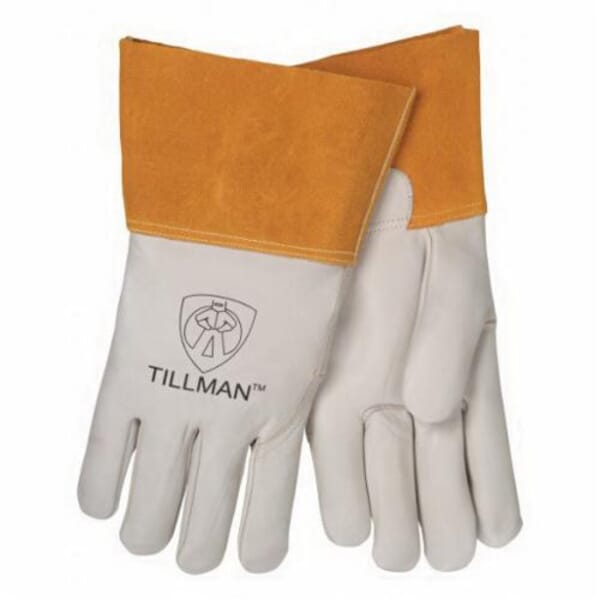 Tillman Heavy Duty MIG Welding Gloves, Top Grain Cowhide Leather, Pearl, Unlined, Gauntlet Cuff, 12 in