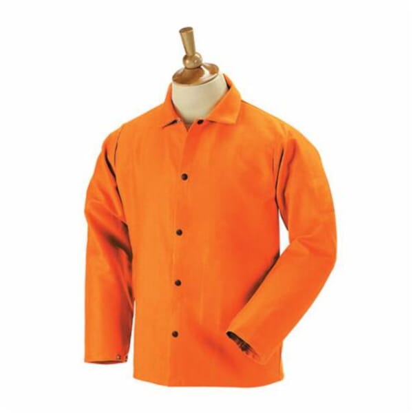 TruGuard Breathable Lightweight Welding Jacket, Cotton, Hi-Viz Orange, Resists: Flame, ASTM 1506