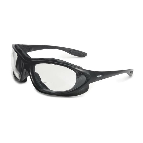 Uvex by Honeywell Seismic Bi-Focal Lens Reader Protective Eyewear With Reading Magnifier, Clear Lens, Black, Polycarbonate Frame, Polycarbonate Lens, 99.9 % UV Protection, ANSI Z87+, CSA Z94.3