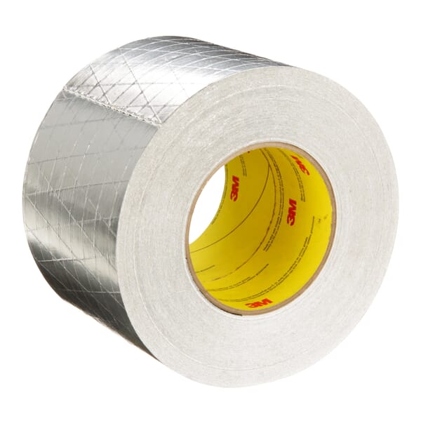 3M 7100043828 2C110 Facing Foil Tape, 50 yd L 3.89 in W, 3 mil THK, Acrylic Adhesive, Silver
