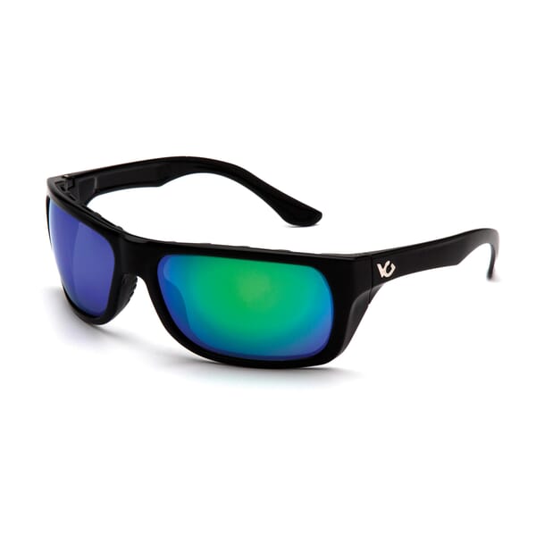 VentureGear VGSB931 Vallejo Safety Glasses, Anti-Fog/Anti-Scratch, Polarized Green Mirror Lens, Full-Frame Frame, Black, Polycarbonate/TPE Frame, ANSI Z87.1, CE EN166