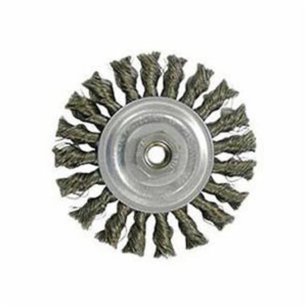 Vortec Pro 36012 Wide Face Wheel Brush With Nut, 4 in Dia Brush, 0.014 in Dia Standard/Twist Knot Filament/Wire, 5/8-11 Arbor Hole
