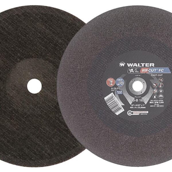 Walter Surface Technologies RipCut 10B163 Cut-Off Wheel, 16 in Dia x 5/32 in THK, 1 in Center Hole, A-24-FC Grit, Aluminum Oxide Abrasive