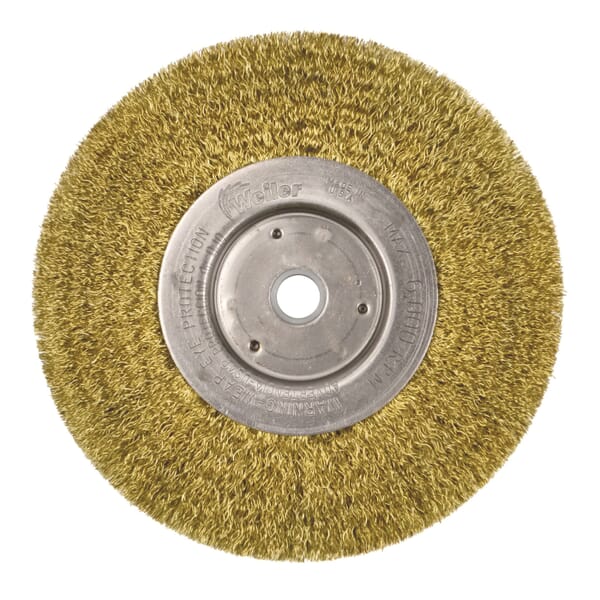 Weiler 01475 Narrow Face Non-Sparking Wheel Brush, 6 in Dia Brush, 1/2 in W Face, 0.0118 in Dia Filament/Wire Crimped Filament/Wire, 1/2 to 5/8 in Arbor Hole