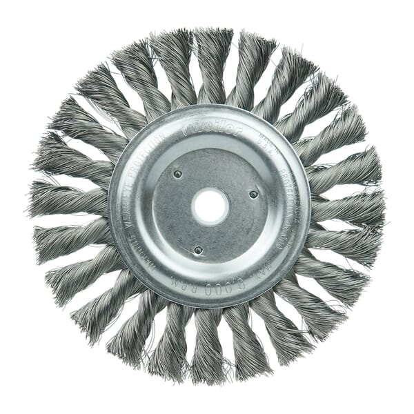 Weiler 08085 Wheel Brush, 6 in Dia Brush, 1/2 in W Face, 0.014 in Dia Filament/Wire Standard/Twist Knot Filament/Wire, 1/2 to 5/8 in Arbor Hole