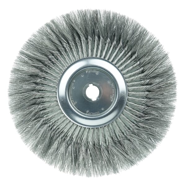 Weiler 08249 Wheel Brush, 15 in Dia Brush, 7/8 in W Face, 0.016 in Dia Standard/Twist Knot Filament/Wire, 1-1/4 in Arbor Hole