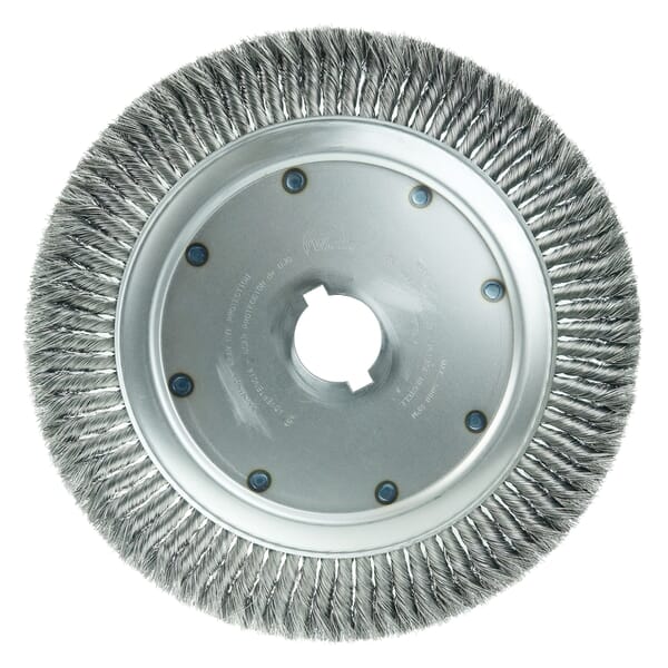 Weiler 08310 ST-14-XHD Extra High Density Wheel Brush, 14 in Dia Brush, 3/8 in W Face, 0.014 in Dia Filament/Wire Standard/Twist Knot Filament/Wire, 2 in Arbor Hole