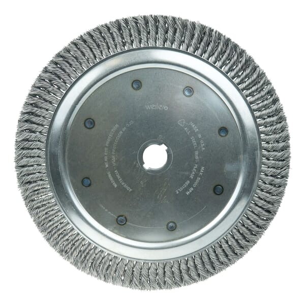 Weiler 09089 Extra High Density Wheel Brush With (2) 5/16 x 5/32 in Keyway, 15 in Dia Brush, 3/4 in W Face, 0.02 in Dia Standard/Twist Knot Filament/Wire, 1-1/4 in Arbor Hole