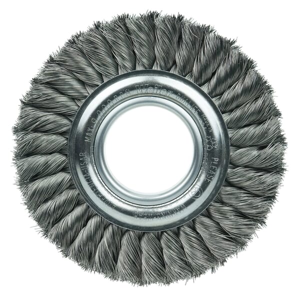 Weiler 09160 WST-6 2-Section Wheel Brush, 6 in Dia Brush, 7/8 in W Face, 0.0118 in Dia Filament/Wire Standard/Twist Knot Filament/Wire, 2 in Arbor Hole