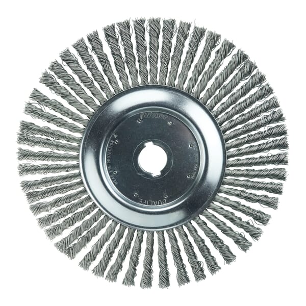 Weiler 09379 Wheel Brush With (2) 5/16 x 5/32 in Keyway, 12 in Dia Brush, 7/16 in W Face, 0.023 in Dia Cable Twist Knot Filament/Wire, 1-1/4 in Arbor Hole