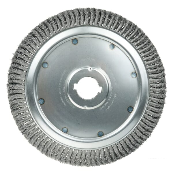 Weiler 09790 Extra High Density Wheel Brush With (2) 1/2 x 1/4 in Keyways, 14 in Dia Brush, 3/4 in W Face, 0.016 in Dia Standard/Twist Knot Filament/Wire, 2 in Arbor Hole