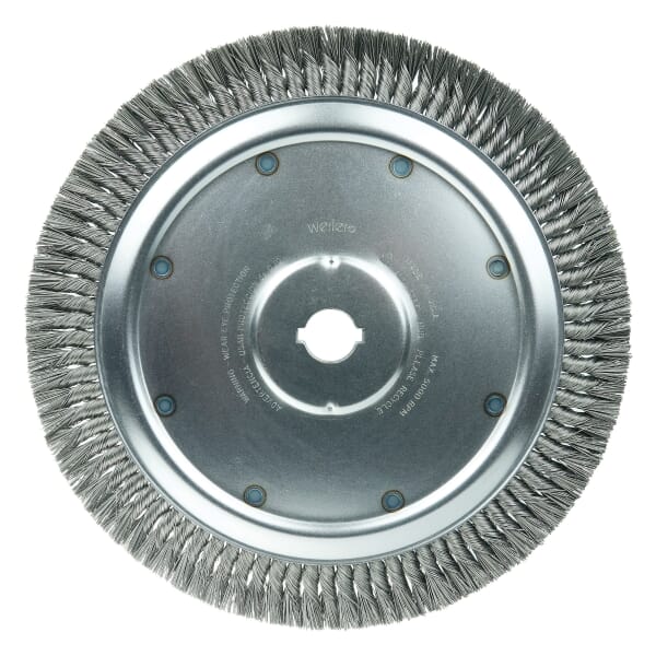 Weiler 09809 Extra High Density Wheel Brush With (2) 5/16 x 5/32 in Keyway, 14 in Dia Brush, 3/4 in W Face, 0.02 in Dia Standard/Twist Knot Filament/Wire, 1-1/4 in Arbor Hole