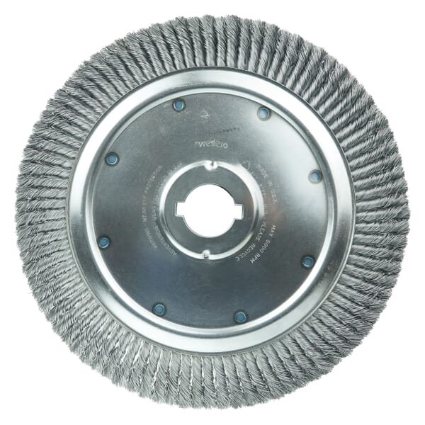 Weiler 09840 Extra High Density Wheel Brush, 15 in Dia Brush, 3/4 in W Face, 0.02 in Dia Filament/Wire Standard/Twist Knot Filament/Wire, 2 in Arbor Hole
