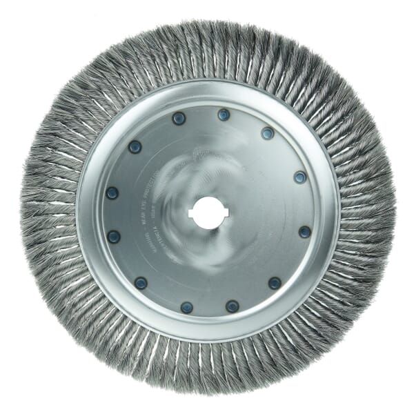 Weiler 09969 Extra High Density Wheel Brush With (2) 5/16 x 5/32 in Keyway, 15 in Dia Brush, 3/4 in W Face, 0.0118 in Dia Standard/Twist Knot Filament/Wire, 1-1/4 in Arbor Hole