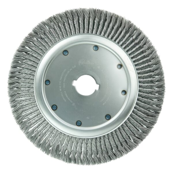 Weiler 09990 ST-15-XHD Extra High Density Wheel Brush, 15 in Dia Brush, 3/4 in W Face, 0.02 in Dia Filament/Wire Standard/Twist Knot Filament/Wire, 2 in Arbor Hole