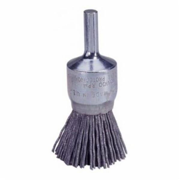 Nylox 10152 Stem Mount End Brush, 3/4 in Dia Brush, Crimped, 0.022 in Dia Filament/Wire, Silicon Carbide Fill, 7/8 in L Trim