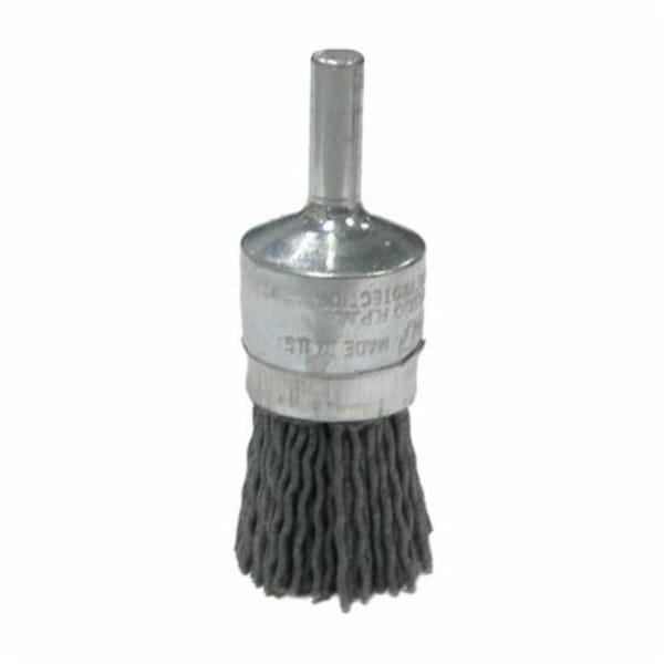 Nylox 10153 Stem Mount End Brush, 3/4 in Dia Brush, Crimped, 0.035 in Dia Filament/Wire, Silicon Carbide Fill, 7/8 in L Trim