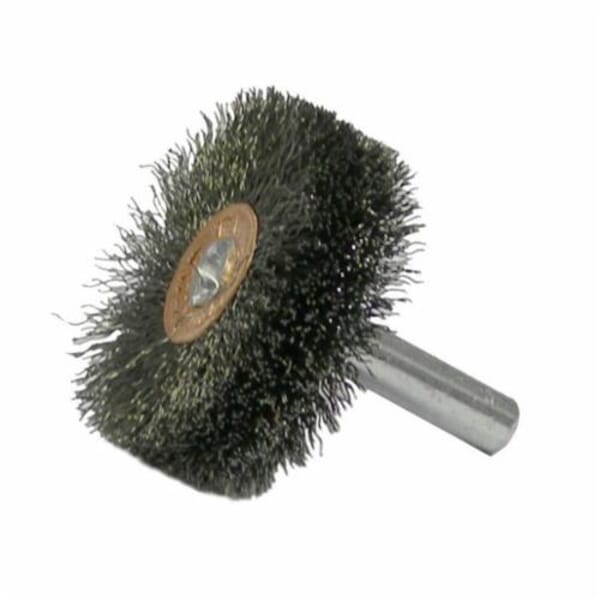 Weiler 17600 Conflex Wide Face Wheel Brush, 1-1/4 in Dia Brush, 1/2 in W Face, 0.006 in Dia Crimped Filament/Wire