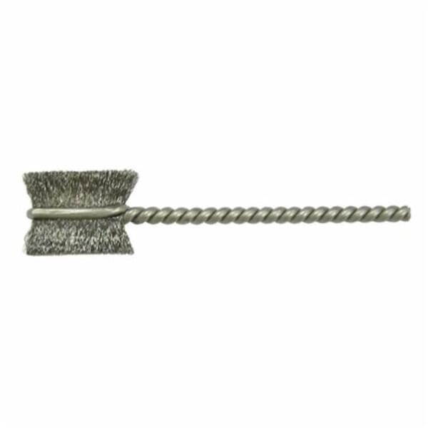 Weiler 21000 Burrite Power Tube Brush, 1/4 in Dia x 9/16 in L, 2-1/8 in OAL, 0.003 in Dia Filament/Wire, Steel Fill