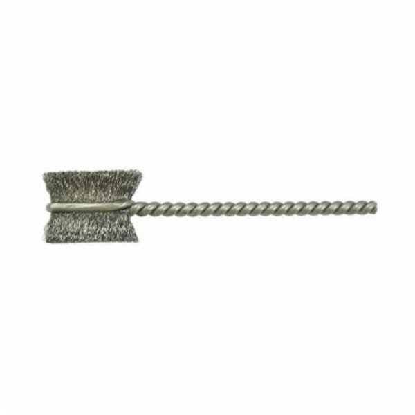Weiler 21023 Burrite Power Tube Brush, 3/8 in Dia x 9/16 in L, 2-1/8 in OAL, 0.005 in Dia Filament/Wire, Steel Fill