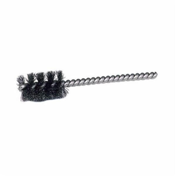 Weiler 21074 Round Wire Power Tube Brush, 1/2 in Dia x 1 in L, 3-1/2 in OAL, 0.005 in Dia Filament/Wire, Steel Fill