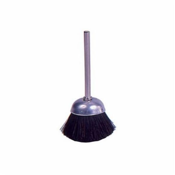 Weiler 26094 Miniature Stem Mounted Cup Brush, 9/16 in Dia Brush, Soft Hair Fill