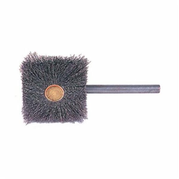 Weiler 33005 Square Power Tube Brush, 1-1/2 in Dia, 3-7/8 in OAL, 0.006 in Dia Filament/Wire, Steel Fill