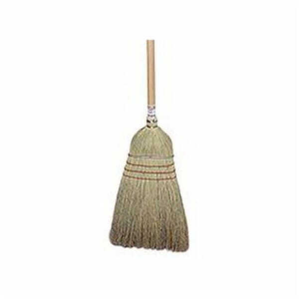 Weiler 44008 Wearhouse Heavy Duty Upright Broom, Corn/Fiber Bristle, Wire Banded Sweep Face, 18 in L Trim, Wood Handle, 57 in OAL