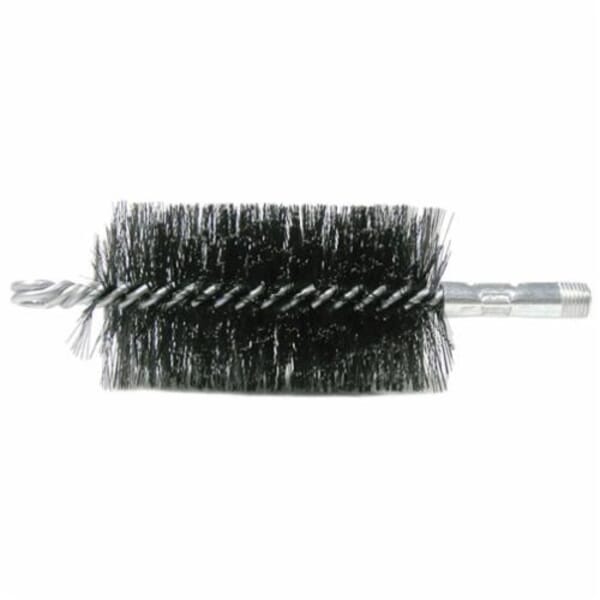 Weiler 44152 Industrial Grade Performance Line Maintenance Tube Brush, 2 in Dia x 4-1/2 in L, 7-1/2 in OAL, 0.012 in Dia Filament/Wire, Steel Fill