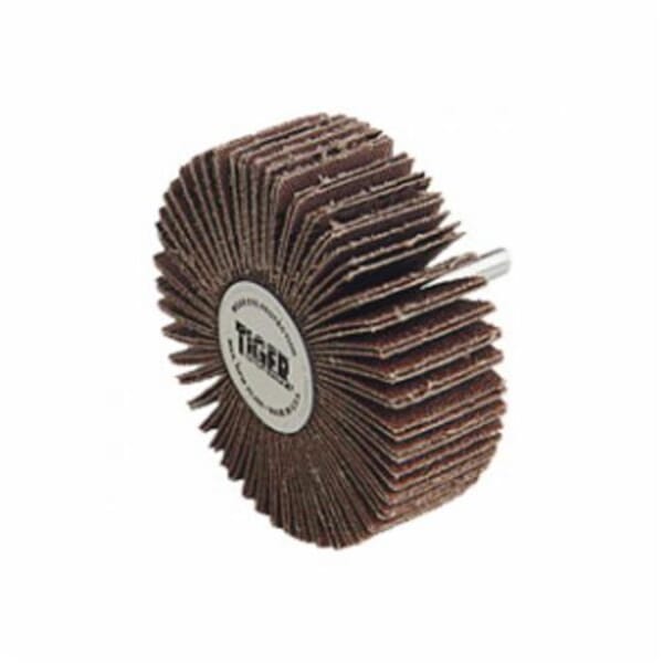 Weiler 54509 Stem Mounted Non-Woven Flap Wheel, 3 in Dia Wheel, 2 in W Face, 1/4 in Dia Shank, 120 Grit, Fine Grade, Aluminum Oxide Abrasive