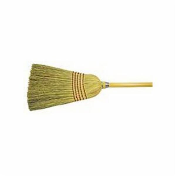 Weiler 70308 Janitorial Upright Broom, Corn/Fiber Bristle, Wire Banded Sweep Face, 17 in L Trim, Wood Handle, 57 in OAL